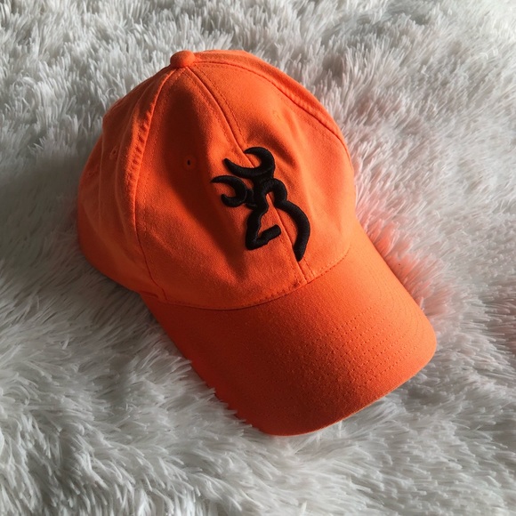 BROWNING • Safety Blaze Orange Cap with Embroidered Buckmark Logo for Hunting - Picture 7 of 11
